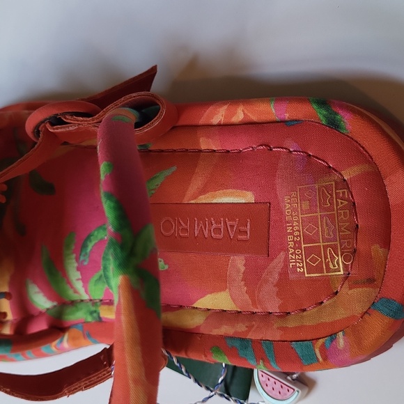 Farm Rio Tropical Tube Strap Sandals SZ 7 - Picture 7 of 7